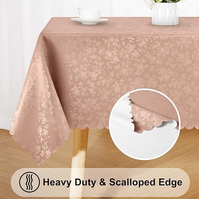 Smiry Square Table Cloth, Waterproof Heavy Duty Vinyl Tablecloths, Wipeable Washable Table Cover for Kitchen and Dining Room (Tan, 54" X 54")