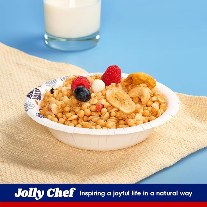 JOLLY CHEF 156 Count Paper Bowls with Leaf Floral Print 12 OZ Disposable Bowls Bulk, Heavy-duty Bowls Perfect for or Parties,Picnics,and Everyday Use