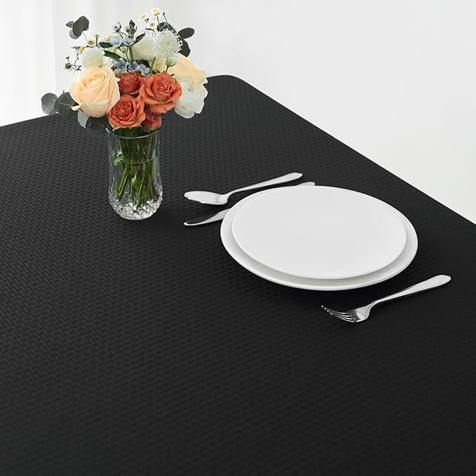 maxmill Square Tablecloth Weaved Texture Stain Resistant Waterproof Wrinkle Resistant Washable Soft Table Cloth, Decorative Fabric Table Cover for Dining Room Dinner and Parties, 52 x 52 Inch, Black