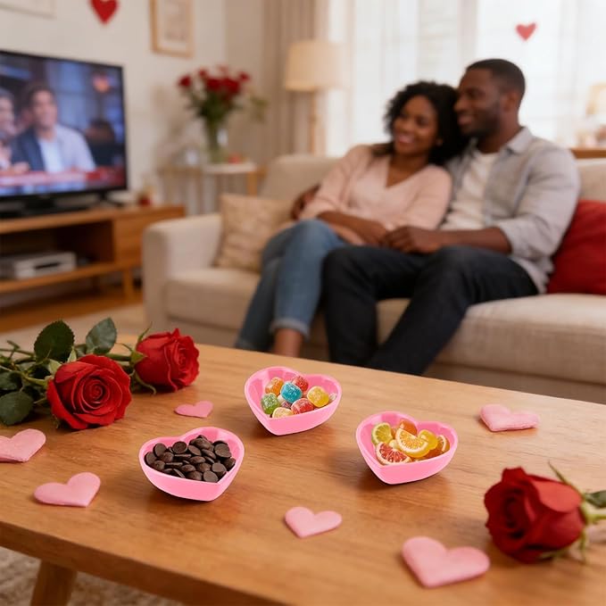12PCS 3.2inch Heart Shaped Bowl Heart Bowl For Candy Lovers, Office Desk Decor, Home Snack Display, Valentine'S Day, Wedding Celebrations, Birthday Parties,Family Kitchen Use