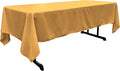 LA Linen Polyester Poplin Washable Rectangular Tablecloth, Stain and Wrinkle Resistant Table Cover 60x144, Fabric Table Cloth For Dinning, Kitchen, Party, Holiday 60 by 144-Inch, Gold