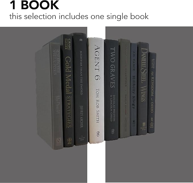 Real Books by Color® (1 Single, Gray) Decorative Bookshelf Home Decor Shelf Styling Photo Prop