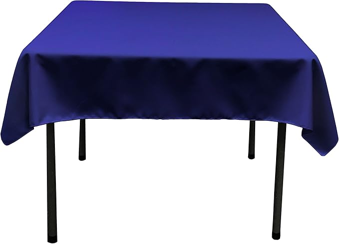 LA Linen Polyester Poplin Washable Square Tablecloth, Stain and Wrinkle Resistant Square Table Cover 52x52, Fabric Table Cloth Square for Dining, Kitchen, Party, Holiday 52 by 52-Inch, Royal Blue