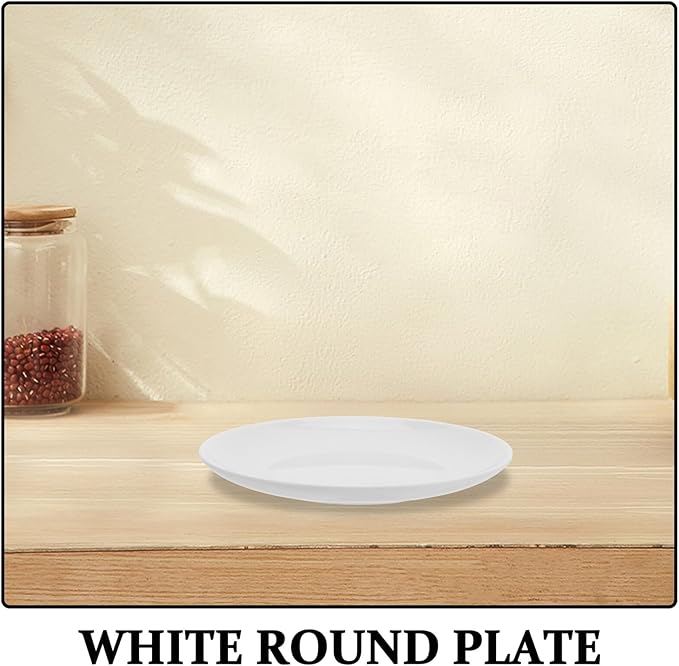 BESPORTBLE White Melamine round Dinner Plates 8-inch Plastic Food Plates for Party Sushi Serving Dish Dessert Sturdy Home and Commercial Tableware