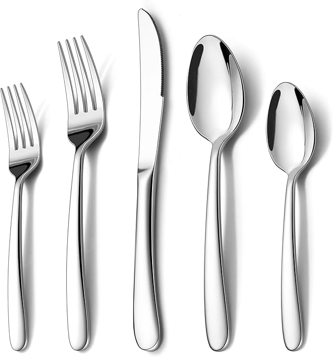Onader 60 Piece Heavy Duty Silverware, Cutlery Set for 12, Stainless Steel Flatware Set