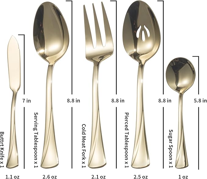 Alata Alice Champagne Gold Mirror 45-Piece Silverware Set Stainless Steel Flatware Set,Service for 8,Mirror Polished Cutlery Set,Dishwasher Safe