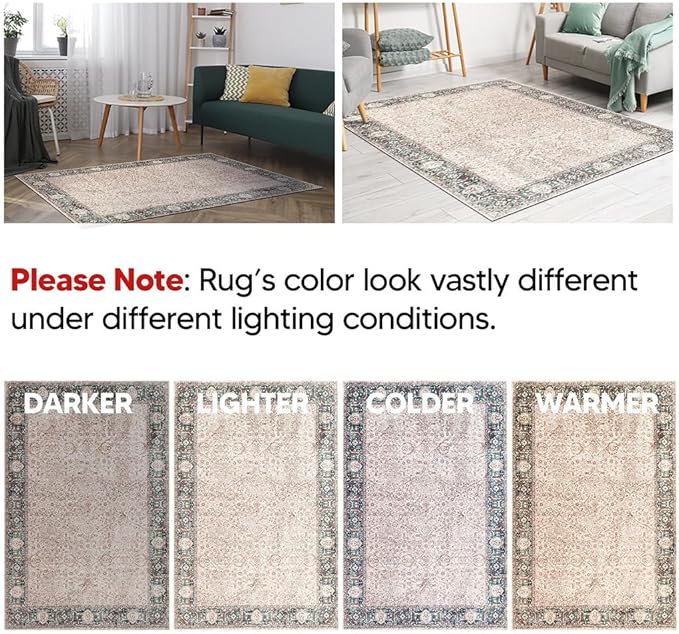 Keen Home Design 2x3 Rug - Machine Washable Entry Rug with Non-Slip Backing, Ideal for Enteryway, Kitchen, Bathroom, Laundry Room - Vintage, Easy Clean, Durable, Low Pile - (2' x 3')
