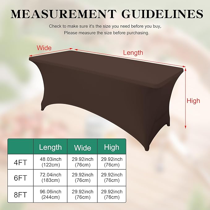 2Pack 8FT Table Cloth for Rectangular Fitted Events Stretch Coffee Table Covers Washable Spandex Tablecloth Protector for Party, Wedding, Cocktail, Banquet, Festival