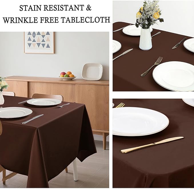 8 Pack Brown Tablecloth 60 x 126 Inch Rectangular Table Cloth for 8 Foot Rectangle Tables, Wrinkle Resistant Washable Rectangle Fabric Table Covers for Wedding Party Banquet Buffet and Camping