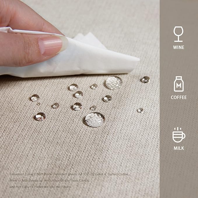 BALCONY & FALCON Rectangle Tablecloth Washable Wrinkle Resistant and Water Proof Table Cloth Decorative Linen Fabric Tablecloths for Dining Parties Kitchen Wedding and Outdoor Use (Beige, 57x118)