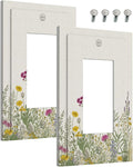 Outlet Covers Wildflower Botanical Plant Herbs Flower 1 Gang Wall Plate Single Rocker Light Switch Cover Decorative GFCI Receptacle Electrical Switchplate for Bathroom Livingroom Decor（2 Pack）