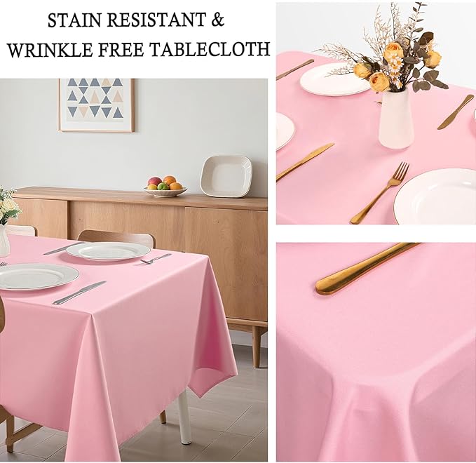 8 Pack Pink Tablecloth 60 x 102 Inch Rectangular Valentine’s Day Table Cloth for 6 Foot Rectangle Tables, Wrinkle Resistant Washable Polyester Fabric Table Covers for Wedding Party Banquet Buffet