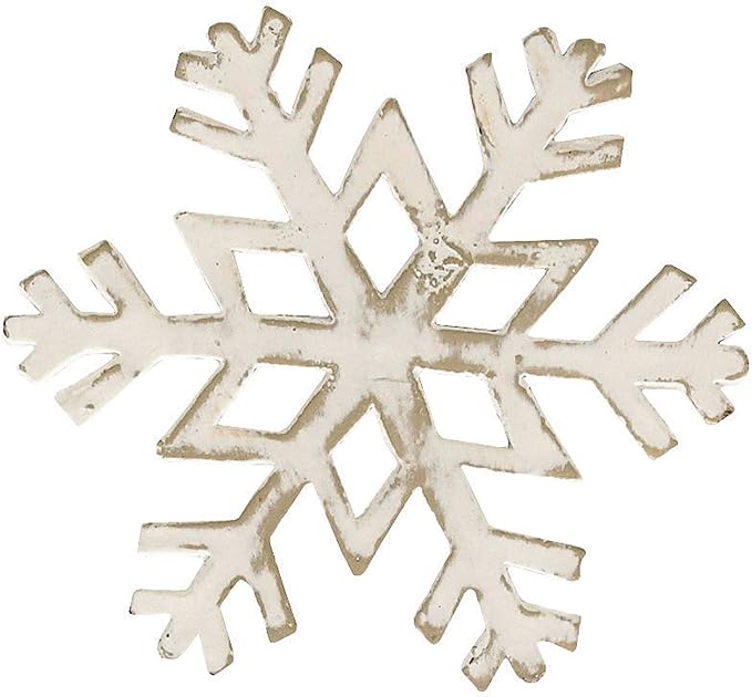 Park Designs White Snowflake Napkin Ring Set of 4 | Vintage Metal Holiday Napkin Holders with Distressed White Finish | Farmhouse Winter & Christmas Table Decor