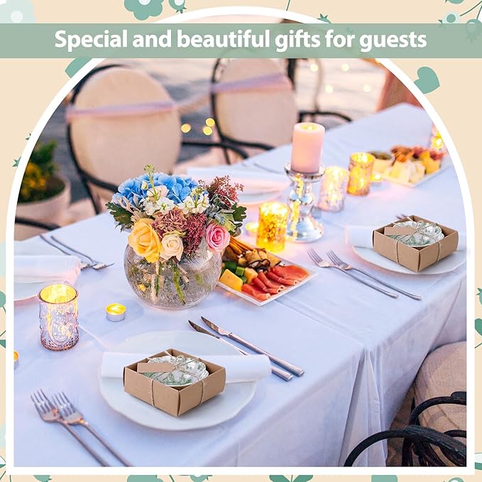 48 Pcs Wedding Favors for Guests Small Ceramic Bowl Bulk Gifts Set 3.3 Inch Floral Design Mini Dipping Sauce Dish with Card Box for Bridal Pooja Baby Shower Birthday Guest Gift (Sage Green)