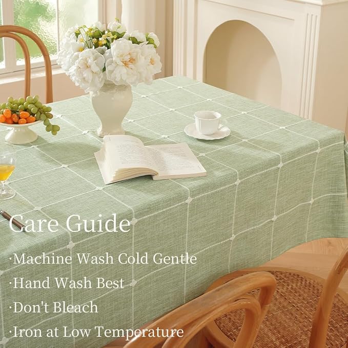 Zobesta Linen Square Table Cloth 70 x 70 Inch, Cotton Green Linen Square Tablecloth, Farmhouse Soft Boho Tablecloth for Outdoor, Party, Holiday, Picnic, Dining