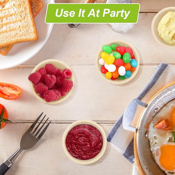 6 oz Small Compostable Paper Bowls, 100 Pack - Biodegradable Bagasse Bowls for Condiments, Sauces, Ice Cream