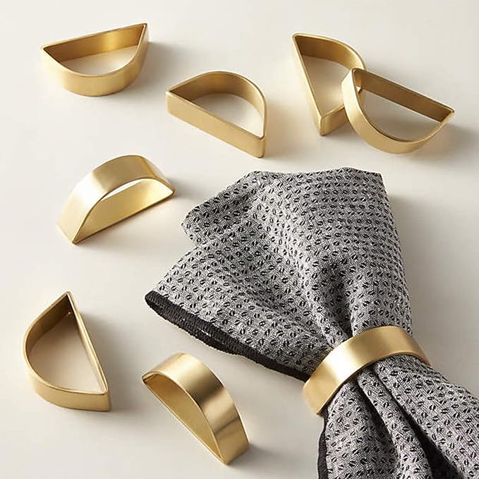Cuff Brushed Gold Napkin Rings Set of 120, Modernist Napkin Ring Holder for Wedding, Banquet, Metallic Adornment for Table Settings, Glossy Serviette Buckles Decor