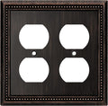 Henne Bery Sunken Pearls Decorative Wall Plate Switch Plate Outlet Cover (Double Duplex, Aged Bronze)