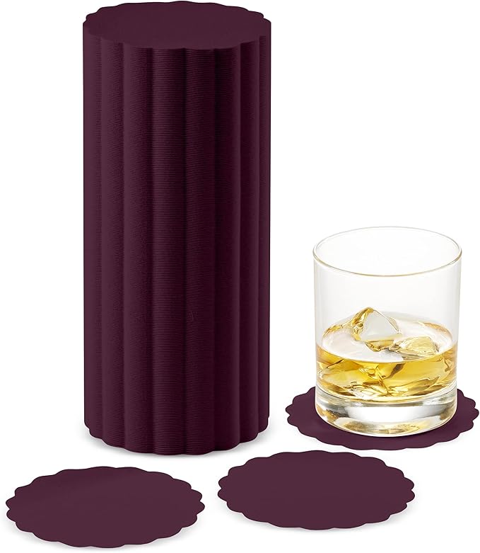 Disposable Plum Paper Coasters for Drinks, 3.5 Inch Round Coasters for Bar, Cocktail, Beverage, Wine Or Event, 500 Pack Bulk