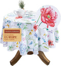 Maison d' Hermine Table Cloth Round Table 100% Cotton 69 Round Inches Tablecloth Reusable Decorative for Dining Room Farmhouse Home Valentines Day Decorations Spring Summer- Happy Florals -High Summer