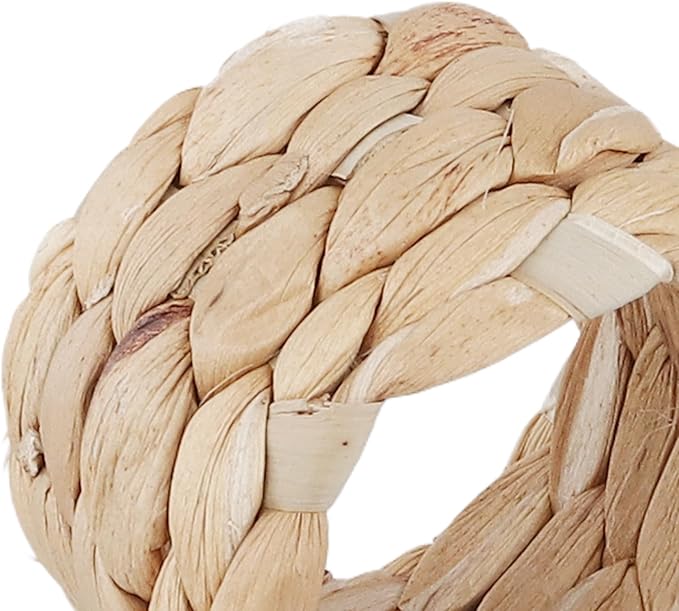SHEUTSAN Woven Water Hyacinth Napkin Rings, Braided Design, 1.96 x 1.37 Inch, Set of 24, Farmhouse Style