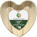 Charity Leaf Disposable Palm Leaf 12" Heart Plates (50 pieces) Bamboo Like Serving Platters, Disposable Boards, Eco-Friendly Dinnerware For Valentines, Weddings, Catering, Events