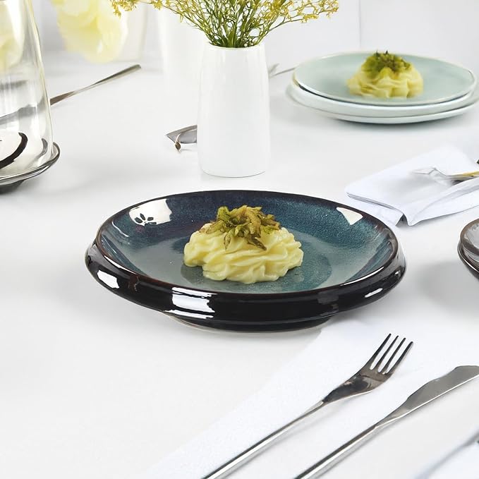 Ceramic Pasta Bowls, Set of 4, Reactive Glazed Pasta Bowls, Large, Wide Mouth, Suitable for Salads, Desserts, and Fruit, Microwave-, Dishwasher-, and Oven-Safe