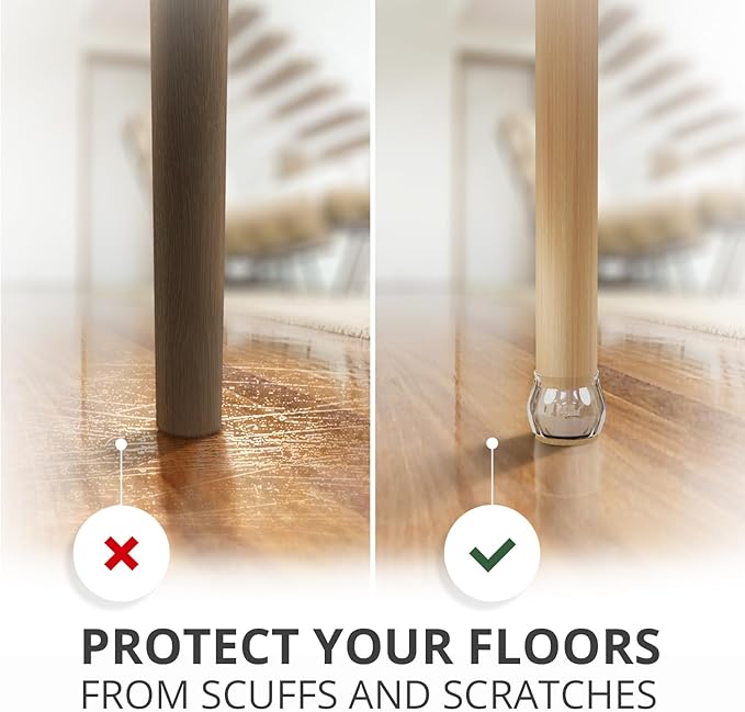 16 PCS Chair Leg Floor Protectors with Felt Pads X-Protector - 1.4" - 1.8" - Furniture Pads for Hardwood Floors - Clear Chair Pads - Floor Protectors for Chairs - Beige Chair Leg Covers!