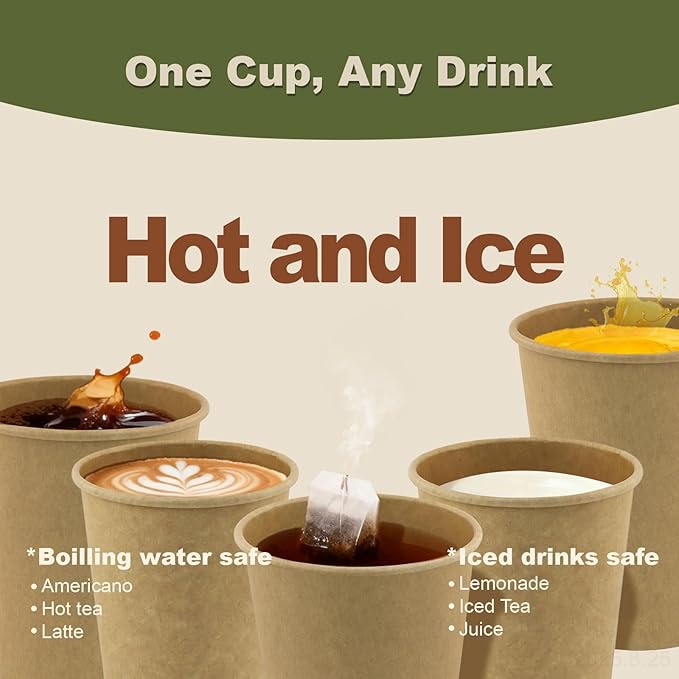 5 oz 600 Pack Disposable Coffee Cups, Bulk Brown Disposable Paper Cups, Coffee Cups for Hot Tea, Chocolate and Cold Drinks