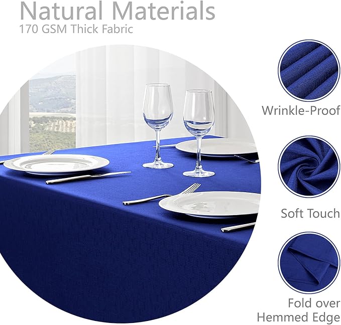 Rectangle Tablecloth Waterproof 52x70 inch Linen Textured Table Cloth Stain and Wrinkle Resistant Washable, Decorative Fabric Table Cover for Dining, Party and Camping, Royal Blue