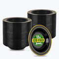 bUCLA 120 Pack Disposable Plastic Bowls 12oz - Black with Gold Trim Plastic Party Bowls for Salad, Soup, Dessert, Picnic, Catering, Ideal for Party & New Year