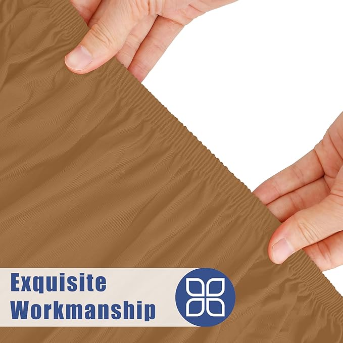 Spandex 5 Foot Rectangle Table Cloth 2 Pack, Elastic Fitted Tablecloths for Picnic, Stretch Washable Patio Table Cover for Outdoor, Camping, Banquet and Parties(Brown, 30"x60")