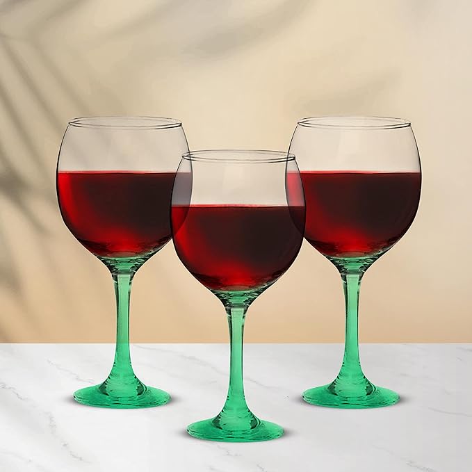 DISCOUNT PROMOS Premiere Wedding Wine Glasses 20.5 oz. Set of 12, Bulk Pack - Restaurant Glassware, Perfect for Red Wine or White Wine - Green