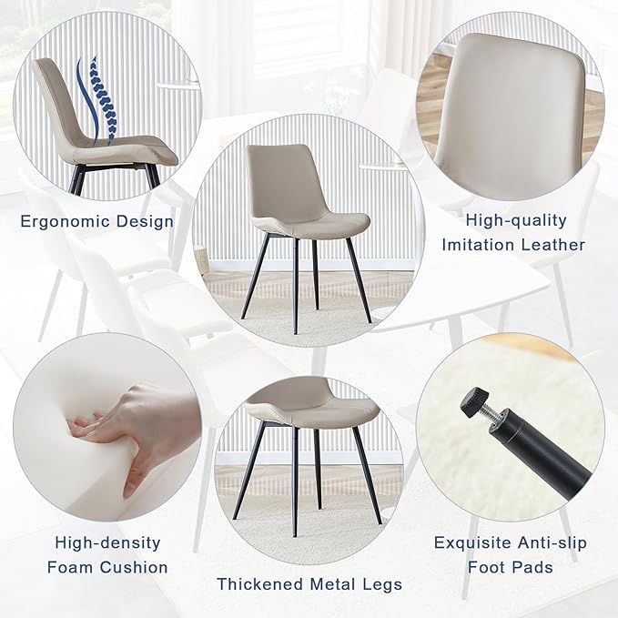 Extendable Dining Table Set for 6, 55'' to 78.8'' Rectangular Thickened Sintered Stone Kitchen Table with 6 Upholstered Chairs, Modern Space Saving 7-Piece Dinner Table Set