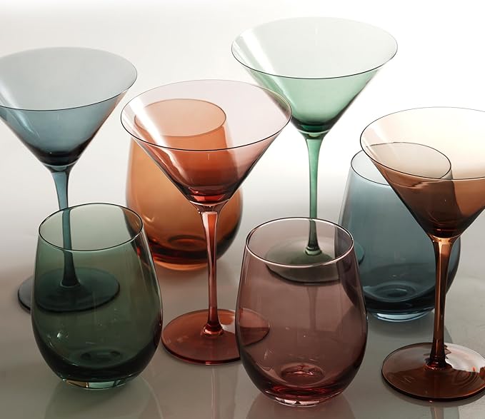 Colored Stemless Wine Glasses for Red or White Wine (Set of 4), 18-Ounces, Large Wine Glasses for Cabernet, Pinot Noir, Burgundy, Bordeaux (4color)