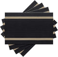 Luxurious Placemats Set of 4, Durable Table Mats Kitchen Plastic Washable Placemats for Home/Dining Room Decoration (Black)