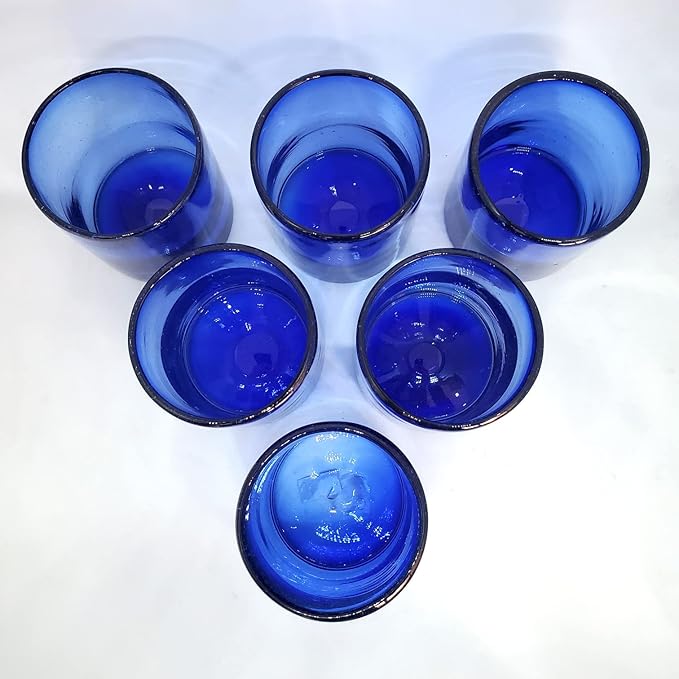 Solid Cobalt Blue 9 oz Short Tumblers (set of 6), Recycled Glass, Lead-free, Toxin-Free (9oz Tumbler)