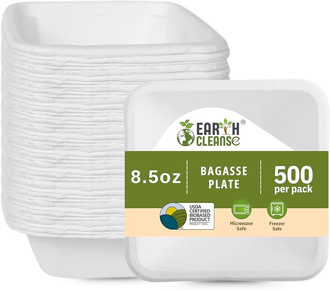 8.5 oz Paper Bowls [500 Pack] – Heavy-Duty Disposable Sugarcane Bowls, Made from Bagasse, Microwave & Leak-Resistant – Great for Cereal, Salad, Snacks, and Soups