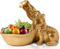 Comfify Hip Hippo Resin Figurine – Funky Hippopotamus Sculpture with Open Bowl Design for Snacks, Keys, or Trinkets – Decorative Holder with Elegant Golden Finish – Playful Accent for Modern Decor