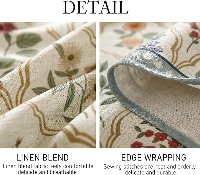 ISAENNE Designer Linen Long Tablecloth Rectangle,Western Colorful Floral Indoor Table Cloth,Wrinkle Resistant Decor Tablecloths for Dining Thanksgiving Kitchen Christmas,63"*102"-Serenity B
