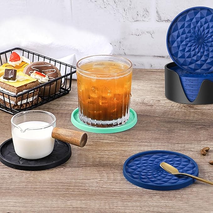 Silicone Coasters Set for Table [6 Pack] - Cup Drink Coasters for Home Kitchen Dining Decor