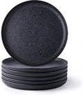 AmorArc Ceramic Dinner Plates Set of 6, Wavy Rim 10.25 Inch Stoneware Dish Set, Dinnerware Plates for Kitchen-Microwave&Dishwasher Safe, Scratch Resistant-Reactive Glaze Matte Speckled Black