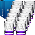 Personalized Square Shot Glasses Set of 12 Purple Bottom 2oz Engraved Initial and Name Custom Gifts, Weddings, Birthdays, Party, Event, Decorations
