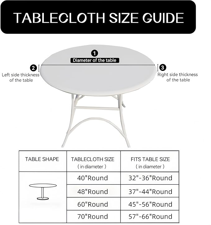 Walrus Round Vinyl Fitted Tablecloth with Flannel Backing Elastic Edge Design Table Cover Waterproof Oil-Proof PVC Table Cloth Stain-Resistant Best for 37"-44" Round