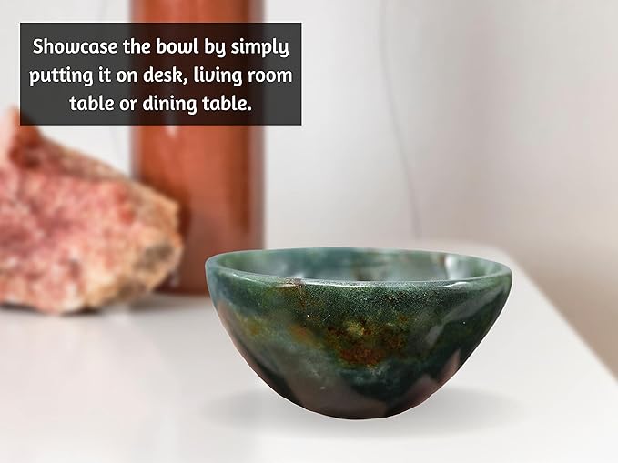 Bloodstone Crystal Bowl - 2 Inch Decorative Bowls for Room and Home Decor - Gemstone Healing Crystals for Elegant Display, Positive Energy Balance and Gift