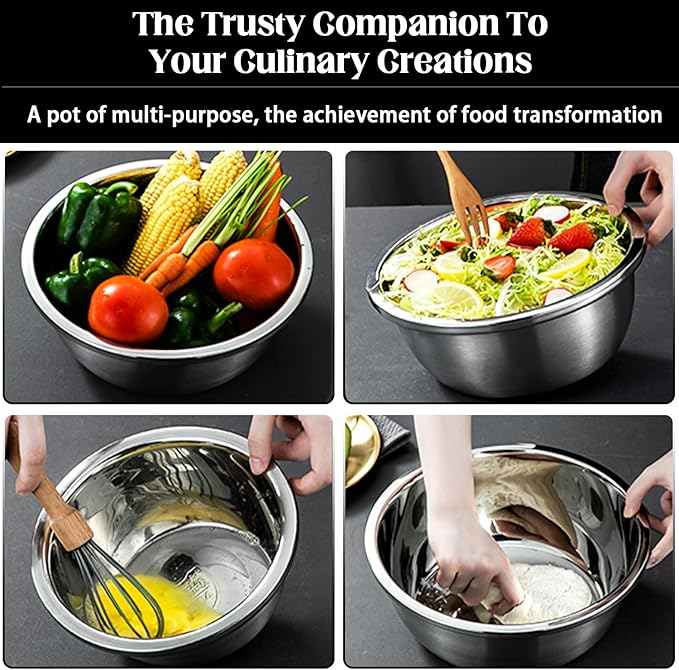 Mixing Bowls, 5 Pack 1.2 Qt Stainless Steel Mixing Bowls Stainless Steel Bowls, Metal Bowl For Kitchen, Baking, Cooking Prep
