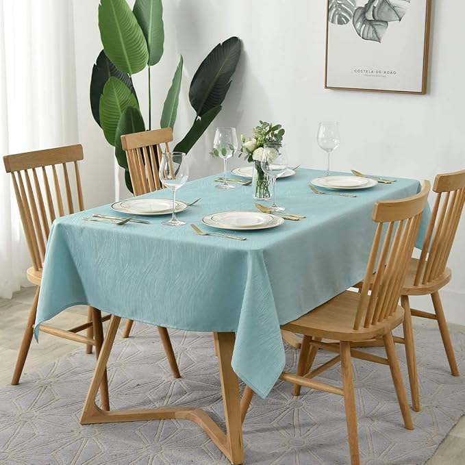 maxmill Jacquard Tablecloth Swirl Design Water Resistance Antiwrinkle Spillproof Heavy Weight Soft Table Cloth for Buffet Banquet Parties Event Holiday Dinner Square 52 x 52 Inch Turquoise