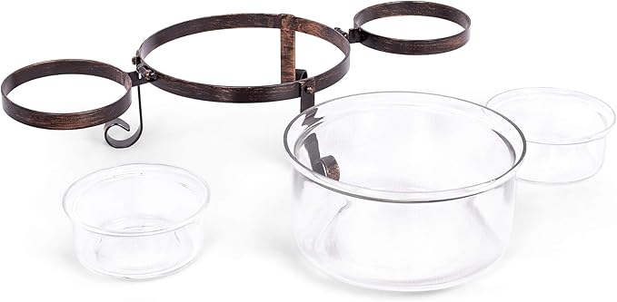 BIRDROCK HOME Chip and Dip Serving Bowl Set - Triple Glass Bowls with Metal Frame - for Party Appetizers, Taco Platter, Durable, Stylish Serveware with Compact Storage - Clear Glass, Black Frame