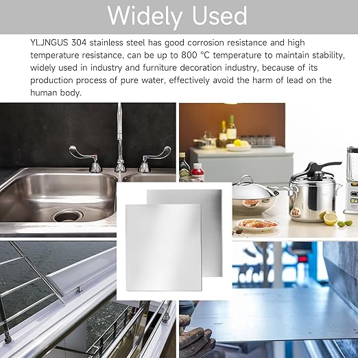 304 Stainless Steel Sheet - 8" X 8" X 1/8" Thin Stainless Steel Plate 1/8 Inch Thickness with Protective Film Metal Sheets Shim Stock Sheets for Kitchen DIY Crafting etc. (203 x 203 x 3 mm)