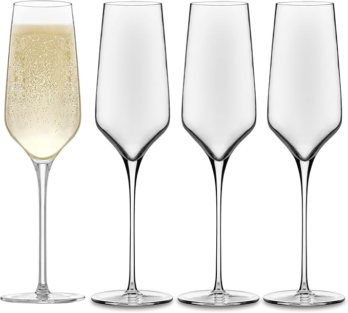 Libbey Signature Champagne Flute Glasses Set, Stylish, Dishwasher Safe Champagne Glasses Set of 4, Champagne Gift Set for Weddings and Events